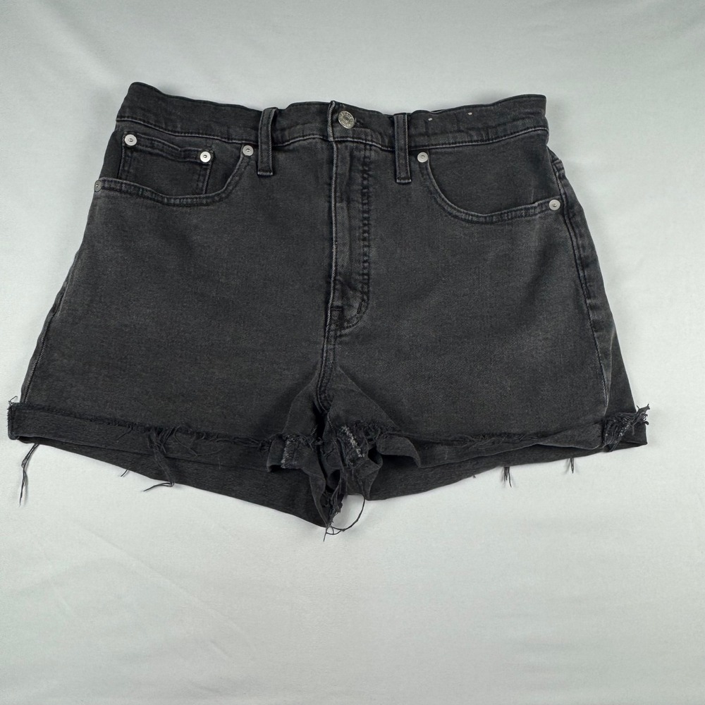 Madewell High-Rise Denim Shorts Black Frayed Raw Hem Size 30 CKP469426302